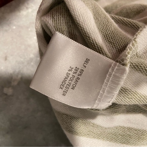 Jane + Delancey Size XL Banded Sleeve Crew Neck Green White Stripe Terry Top - Picture 10 of 10